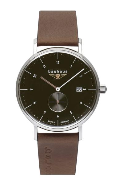 Bauhaus Herrenuhr Quarz mit kleiner Sekunde und Datum mit Lederarmband